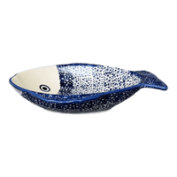 A picture of a Polish Pottery Small Fish Platter (Sea Foam) | S014T-MAGM as shown at PolishPotteryOutlet.com/products/small-fish-platter-sea-foam-s014t-magm