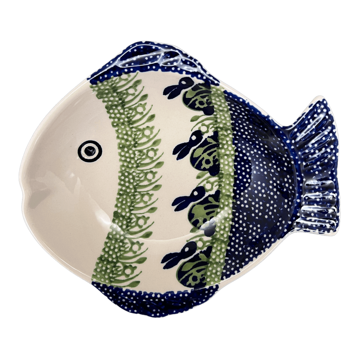 Platter Fish Shaped Large 9.5 x 8.25 in Bunny Love by Manufaktu The Polish Pottery Outlet