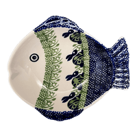 A picture of a Polish Pottery Large Fish Platter (Bunny Love) | S015T-P324 as shown at PolishPotteryOutlet.com/products/large-fish-platter-bunny-love-s015t-p324