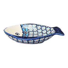 Polish Pottery Small Fish Platter (Blue Diamond) | S014U-DHR Additional Image at PolishPotteryOutlet.com