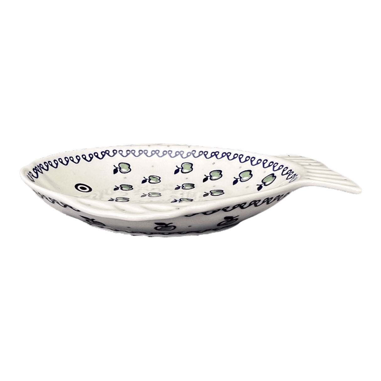 Platter, Fish-Shaped, Large, 9.5" x 8.25" in "Green Apple" by Manufaktura | S015T-15