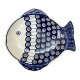 Platter, Fish-Shaped, Large, 9.5" x 8.25" in "Peacock in Line" by Manufaktura | S015T-54A