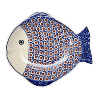 A picture of a Polish Pottery Large Fish Platter (Chocolate Drop) | S015T-55 as shown at PolishPotteryOutlet.com/products/large-fish-platter-chocolate-drop-s015t-55