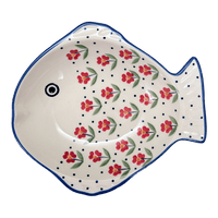 A picture of a Polish Pottery Large Fish Platter (Simply Beautiful) | S015T-AC61 as shown at PolishPotteryOutlet.com/products/large-fish-platter-simply-beautiful-s015t-ac61