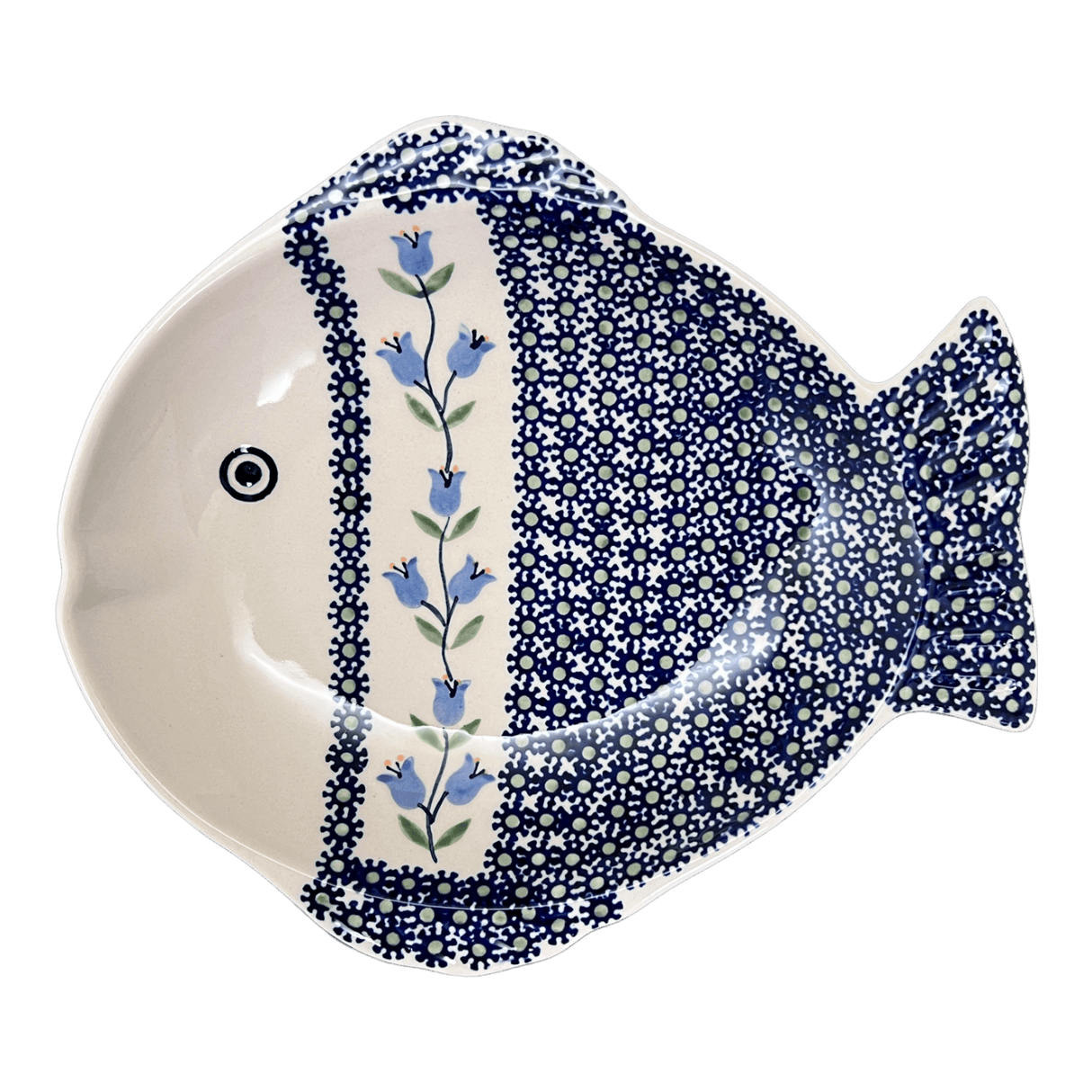 Platter, Fish-Shaped, Large, 9.5" x 8.25" in "Lily of the Valley" by Manufaktura | S015T-ASD