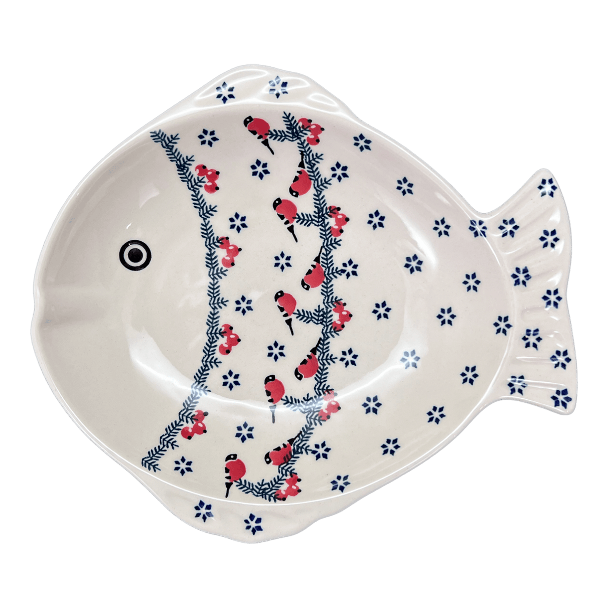 Platter, Fish-Shaped, Large, 9.5" x 8.25" in "Red Bird" by Manufaktura | S015T-GILE