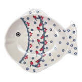 Platter, Fish-Shaped, Large, 9.5" x 8.25" in "Red Bird" by Manufaktura | S015T-GILE