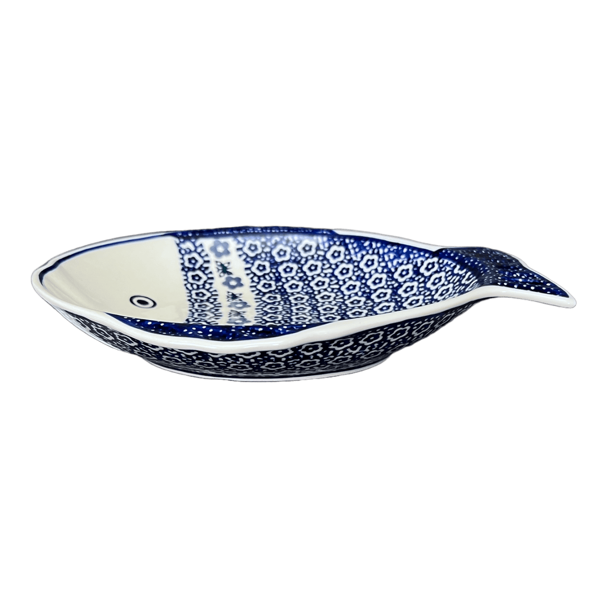 Platter, Fish-Shaped, Large, 9.5" x 8.25" in "Butterfly Border" by Manufaktura | S015T-P249