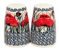 A picture of a Polish Pottery 3.75" Salt and Pepper (Poppy Paradise) | S086S-PD01 as shown at PolishPotteryOutlet.com/products/3-75-salt-and-pepper-poppy-paradise