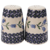 A picture of a Polish Pottery 3.75" Salt and Pepper (Lily of the Valley) | S086T-ASD as shown at PolishPotteryOutlet.com/products/3-75-salt-and-pepper-lily-of-the-valley-s086t-asd