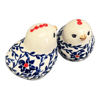 A picture of a Polish Pottery Salt & Pepper Birds (Blue Canopy) | S087U-IS04 as shown at PolishPotteryOutlet.com/products/salt-pepper-birds-blue-canopy-s087u-is04
