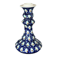 A picture of a Polish Pottery Candlestick (Fish Eyes) | S124T-31 as shown at PolishPotteryOutlet.com/products/tall-candlestick-fish-eyes-s124t-31