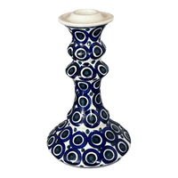 A picture of a Polish Pottery Candlestick (Eyes Wide Open) | S124T-58 as shown at PolishPotteryOutlet.com/products/tall-candlestick-eyes-wide-open-s124t-58