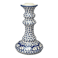 A picture of a Polish Pottery Tall Candlestick (Kitty Cat Path) | S124T-KOT6 as shown at PolishPotteryOutlet.com/products/tall-candlestick-kitty-cat-path-s124t-kot6
