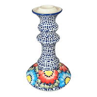 A picture of a Polish Pottery Candlestick (Fiesta) | S124U-U1 as shown at PolishPotteryOutlet.com/products/tall-candlestick-fiesta-s124u-u1