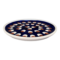 A picture of a Polish Pottery Tiny Round Tray (Pheasant Feathers) | T114T-52 as shown at PolishPotteryOutlet.com/products/tiny-round-tray-pheasant-feathers-t114t-52