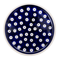A picture of a Polish Pottery Tiny Round Tray (Dot to Dot) | T114T-70A as shown at PolishPotteryOutlet.com/products/tiny-round-tray-dot-to-dot-t114t-70a