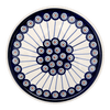 Polish Pottery 9" Round Tray (Peacock in Line) | T115T-54A at PolishPotteryOutlet.com