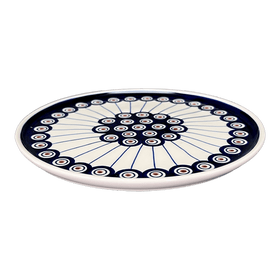 Polish Pottery 9" Round Tray (Peacock in Line) | T115T-54A Additional Image at PolishPotteryOutlet.com