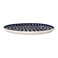 A picture of a Polish Pottery 9" Round Tray (Dot to Dot) | T115T-70A as shown at PolishPotteryOutlet.com/products/medium-round-tray-dot-to-dot-t115t-70a