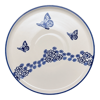 A picture of a Polish Pottery 9" Round Tray (Butterfly Garden) | T115T-MOT1 as shown at PolishPotteryOutlet.com/products/9-round-tray-butterfly-garden-t115t-mot1