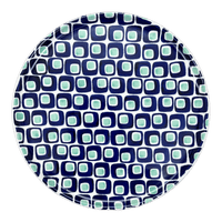 A picture of a Polish Pottery 9" Round Tray (Blue Retro) | T115U-602A as shown at PolishPotteryOutlet.com/products/9-round-tray-blue-retro-t115u-602a