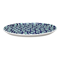 A picture of a Polish Pottery 9" Round Tray (Blue Retro) | T115U-602A as shown at PolishPotteryOutlet.com/products/9-round-tray-blue-retro-t115u-602a