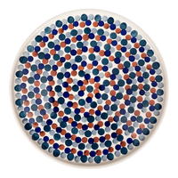 A picture of a Polish Pottery 9" Round Tray (Fall Confetti) | T115U-BM01 as shown at PolishPotteryOutlet.com/products/9-round-tray-fall-confetti-t115u-bm01