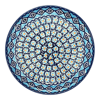 A picture of a Polish Pottery 9" Round Tray (Blue Diamond) | T115U-DHR as shown at PolishPotteryOutlet.com/products/9-round-tray-blue-diamond-t115u-dhr