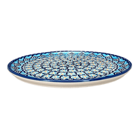 A picture of a Polish Pottery 9" Round Tray (Blue Diamond) | T115U-DHR as shown at PolishPotteryOutlet.com/products/9-round-tray-blue-diamond-t115u-dhr