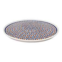 A picture of a Polish Pottery 9.5" Round Tray (Chocolate Drop) | T116T-55 as shown at PolishPotteryOutlet.com/products/9-5-round-tray-chocolate-drop-t116t-55