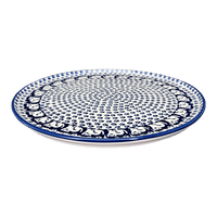 A picture of a Polish Pottery 9.5" Round Tray (Kitty Cat Path) | T116T-KOT6 as shown at PolishPotteryOutlet.com/products/9-5-round-tray-kitty-cat-path-t116t-kot6