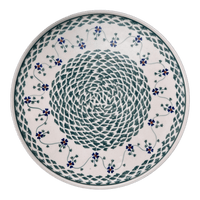 A picture of a Polish Pottery 9.5" Round Tray (Woven Pansies) | T116T-RV as shown at PolishPotteryOutlet.com/products/9-5-round-tray-woven-pansies-t116t-rv