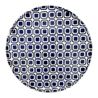 A picture of a Polish Pottery 9.5" Round Tray (Navy Retro) | T116U-601A as shown at PolishPotteryOutlet.com/products/9-5-round-tray-navy-retro-t116u-601a