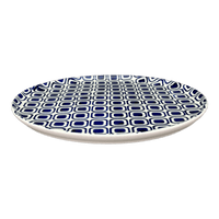 A picture of a Polish Pottery 9.5" Round Tray (Navy Retro) | T116U-601A as shown at PolishPotteryOutlet.com/products/9-5-round-tray-navy-retro-t116u-601a