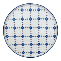 A picture of a Polish Pottery 9.5" Round Tray (Diamond Quilt) | T116U-AS67 as shown at PolishPotteryOutlet.com/products/9-5-round-tray-diamond-quilt-t116u-as67