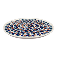 A picture of a Polish Pottery 9.5" Round Tray (Fall Confetti) | T116U-BM01 as shown at PolishPotteryOutlet.com/products/9-5-round-tray-fall-confetti-t116u-bm01