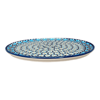 A picture of a Polish Pottery 9.5" Round Tray (Blue Diamond) | T116U-DHR as shown at PolishPotteryOutlet.com/products/9-5-round-tray-blue-diamond-t116u-dhr