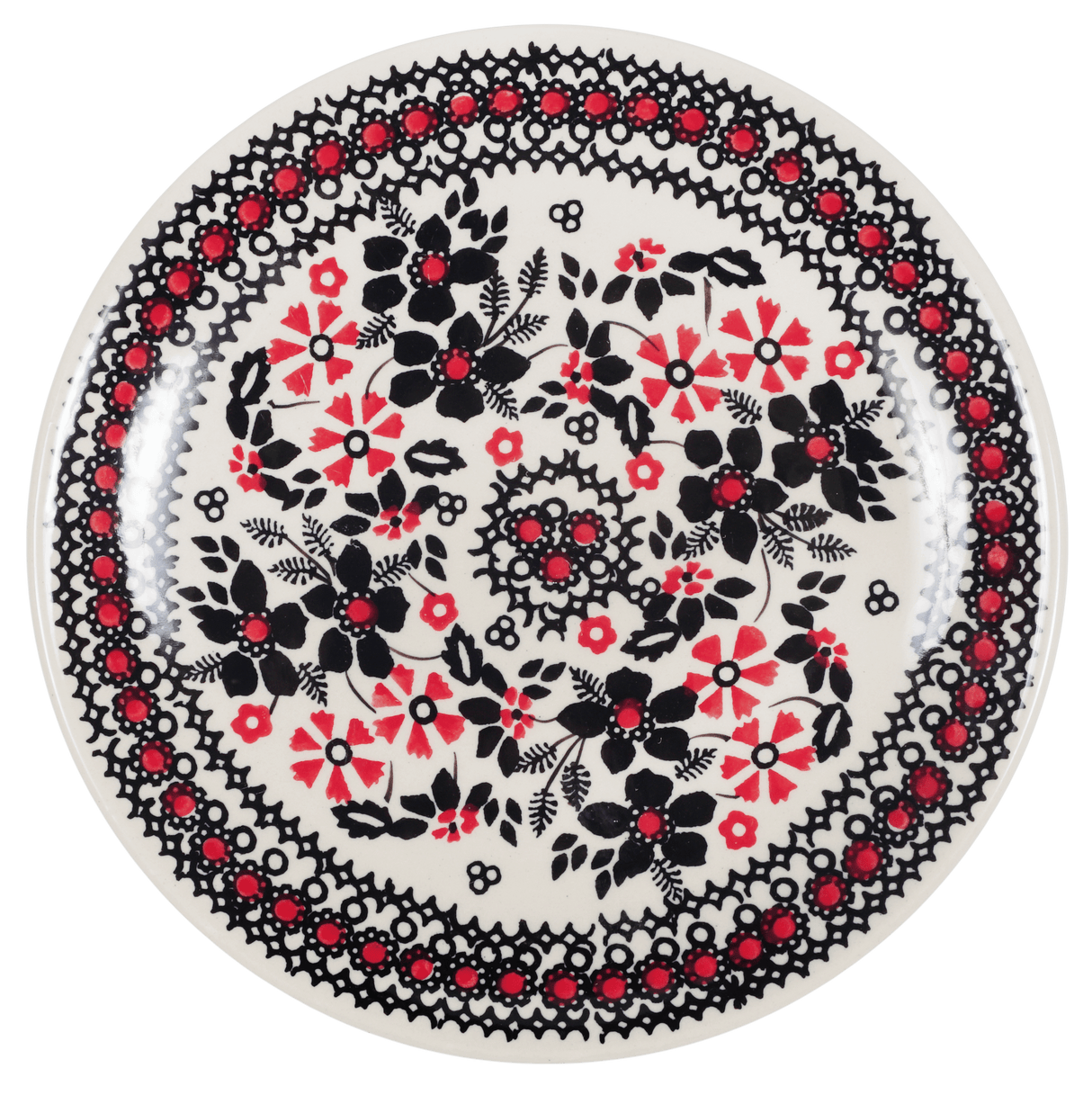 Plate, Round, Dessert, 7.25" in "Duet in Black & Red" by Manufaktura | T131S-DPCC