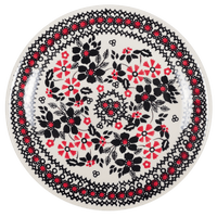 A picture of a Polish Pottery 7.25" Dessert Plate (Duet in Black & Red) | T131S-DPCC as shown at PolishPotteryOutlet.com/products/7-25-dessert-plate-duet-in-black-red