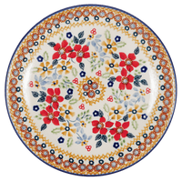 A picture of a Polish Pottery 7.25" Dessert Plate (Ruby Duet) | T131S-DPLC as shown at PolishPotteryOutlet.com/products/725-dessert-plate-duet-in-ruby