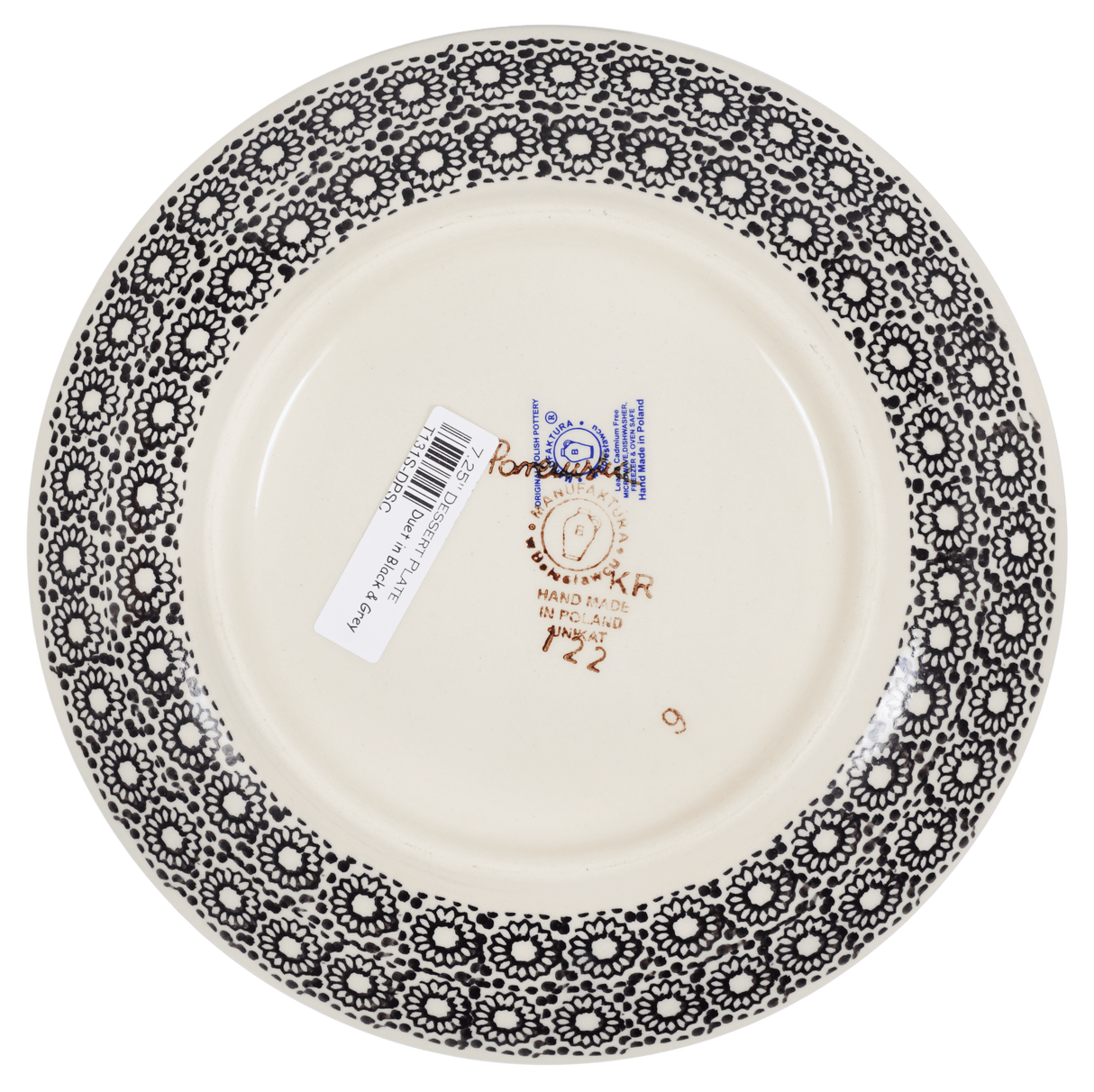 Plate, Round, Dessert, 7.25" in "Duet in Black & Grey" by Manufaktura | T131S-DPSC