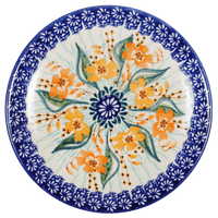A picture of a Polish Pottery 7.25" Dessert Plate (Sun-Kissed Garden) | T131S-GM15 as shown at PolishPotteryOutlet.com/products/7-25-dessert-plate-sun-kissed-garden