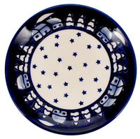 A picture of a Polish Pottery 7.25" Dessert Plate (Winter's Eve) | T131S-IBZ as shown at PolishPotteryOutlet.com/products/round-dessert-plate-winters-eve-t131s-ibz