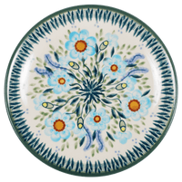 A picture of a Polish Pottery 7.25" Dessert Plate (Baby Blue Blossoms) | T131S-JS49 as shown at PolishPotteryOutlet.com/products/725-dessert-plate-baby-blue-blossoms