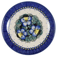 A picture of a Polish Pottery 7.25" Dessert Plate (Pansies) | T131S-JZB as shown at PolishPotteryOutlet.com/products/725-dessert-plate-pansies