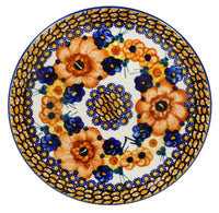 A picture of a Polish Pottery 7.25" Dessert Plate (Bouquet in a Basket) | T131S-JZK as shown at PolishPotteryOutlet.com/products/725-dessert-plate-bouquet-in-a-basket
