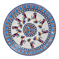 A picture of a Polish Pottery 7.25" Dessert Plate (Ptak Parade) | T131S-KLP as shown at PolishPotteryOutlet.com/products/7-25-dessert-plate-klp-t131s-klp