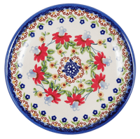 A picture of a Polish Pottery 7.25" Dessert Plate (Mediterranean Blossoms) | T131S-P274 as shown at PolishPotteryOutlet.com/products/725-dessert-plate-mediterranean-blossoms
