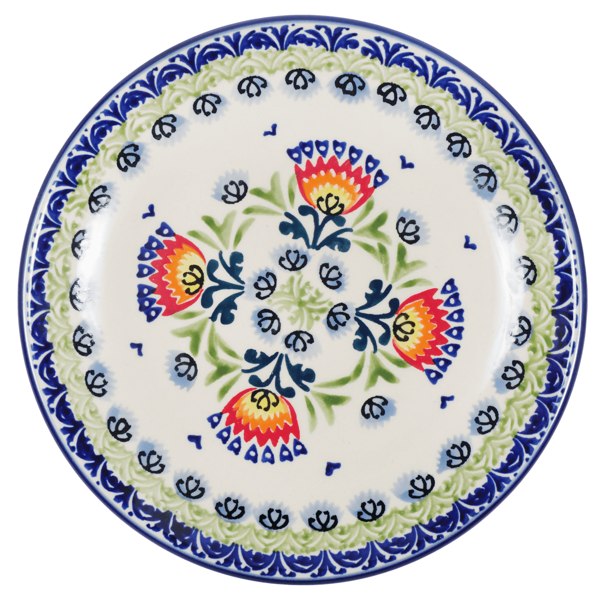 Plate, Round, Dessert, 7.25" in "Floral Fans" by Manufaktura | T131S-P314